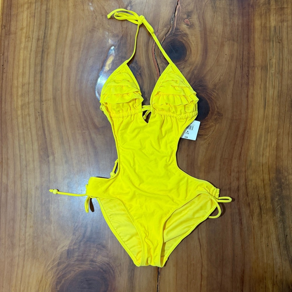 Vintage Y2K No Boundaries Monokini Top 7-8 Bathing Suit One Piece Ruffle Swim
